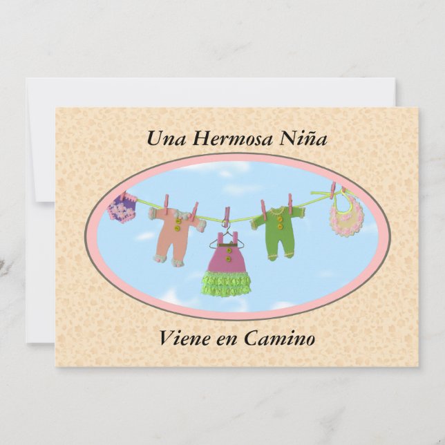 Invitation En de Viene de niña d'Una Hermosa Camino/baby (Devant)