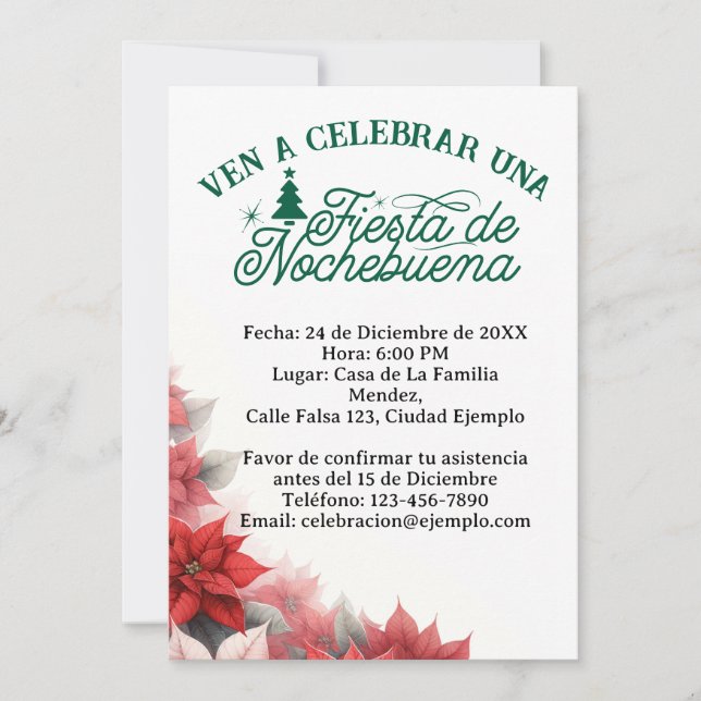 Invitation en Espagnol Fiesta de Nochebuena se tra (Devant)