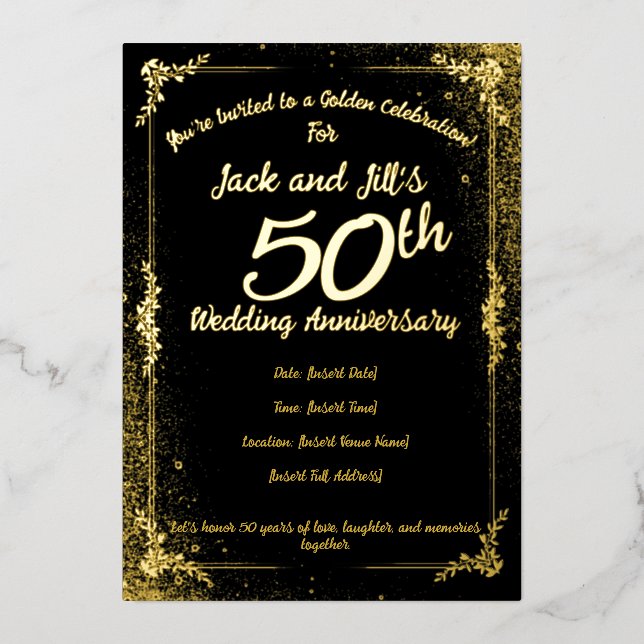 Invitation en feuille d'argent pour le 50e anniver (Recto)