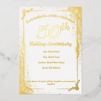Invitation en feuille d'or pour le 50e anniversair