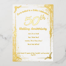 Invitation en feuille d'or pour le 50e anniversair