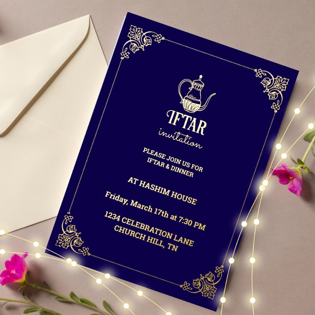 Invitation en feuille d'or pour une soirée Iftar d (Créateur téléchargé)