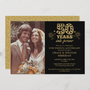 Invitation En Forever 50e Anniversaire Photo Gold Noir
