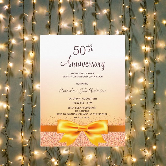 Invitation en forme d'arc en or pour 50e anniversa (Créateur téléchargé)