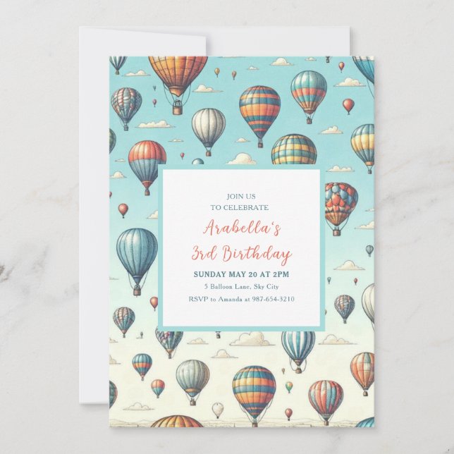 Invitation En haut, en haut et en loin ! Ballons Whimsical à  (Devant)