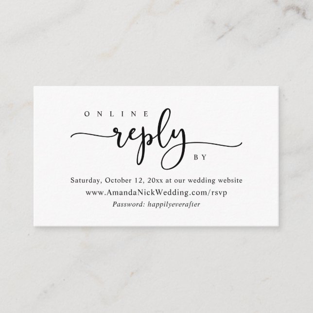 Invitation en ligne RSVP, carte de site Mariage (Devant)