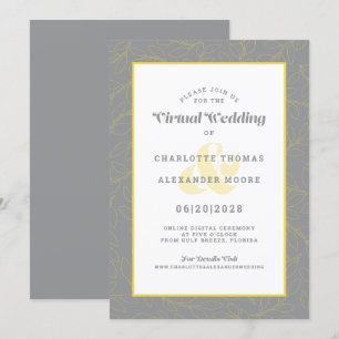 Invitation En ligne Virtual Yellow Grey Moderne Motif Abstrai