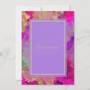 Invitation en marbre rose, violet et or