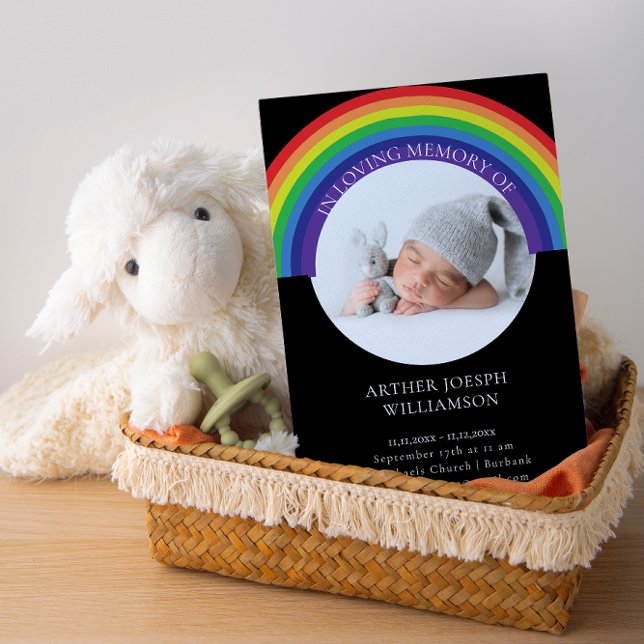 Invitation en mémoire d'amour arc-en-ciel funérailles bébé mo (Créateur téléchargé)