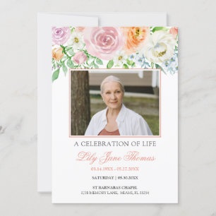 Invitation En Mémoire d'amour Élégante Pêcher Rose funéraille