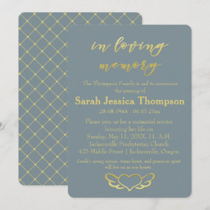 Invitation En mémoire d'amour - Service commémoratif Bleu & O