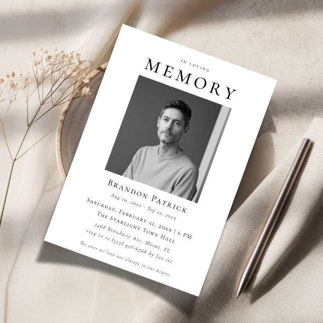 Invitation En Mémoire d'amour Simple photo numérique (Créateur téléchargé)