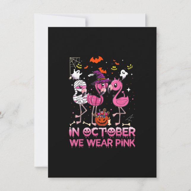 Invitation En Octobre Nous Portons Flamant rose Rose Hallowee (Devant)