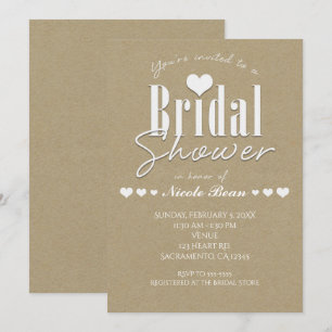 Invitation en papier blanc et marron kraft pour la