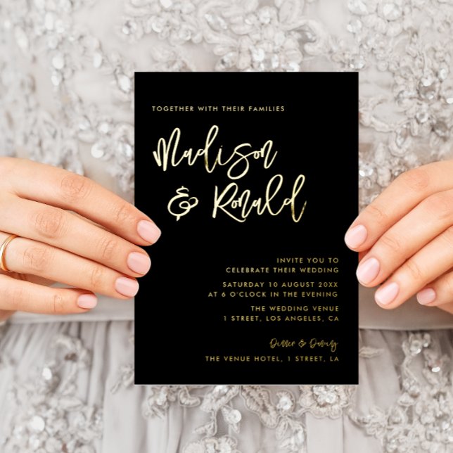 invitation en papier mariage noir et or (Créateur téléchargé)