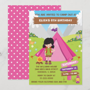 Invitation En Plein Air Camping Anniversaire Fête des cheveux