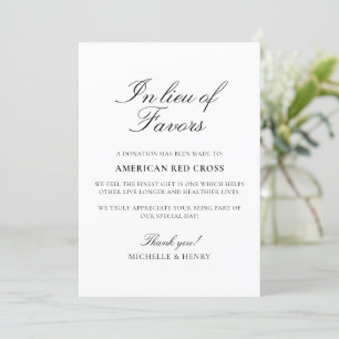 Invitation En remplacement des faveurs Signe de don Mariage