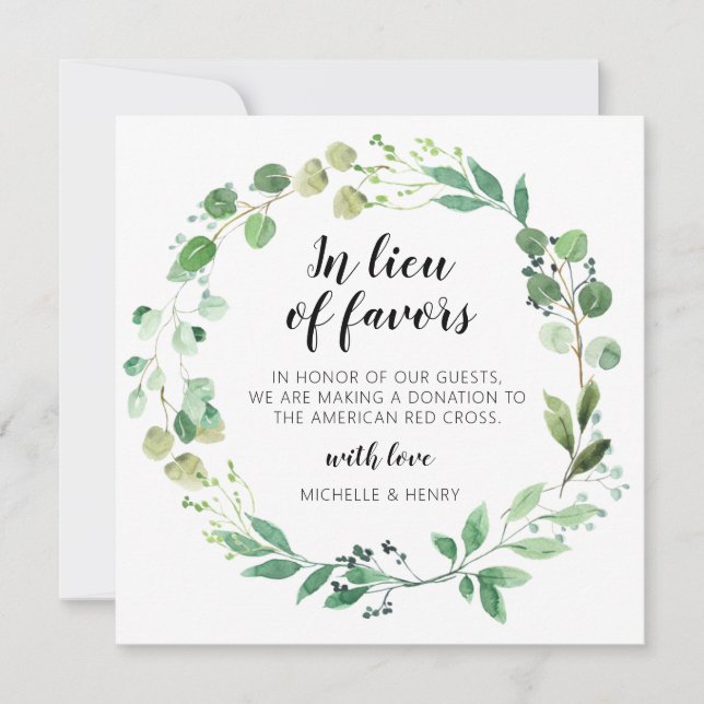 Invitation En remplacement des faveurs Signe de don Mariage (Devant)