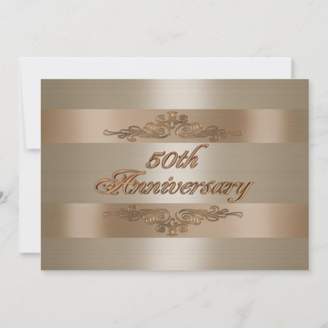 Invitation en satin doré pour fête du 50e annivers (Devant)
