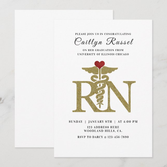 Invitation en soins infirmiers, infirmière diplômé (Devant / Derrière)
