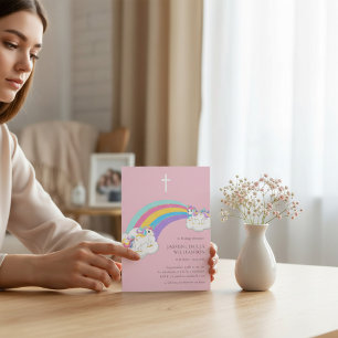 Invitation en souvenir affectueux arc-en-ciel enfant faire-pa