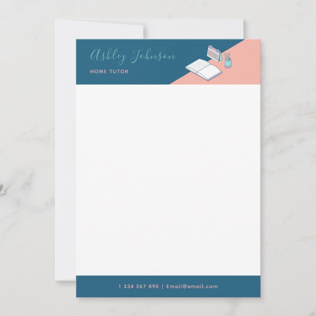 Invitation En-tête de lettre du tuteur personnalisé Modèle 5x (Devant)
