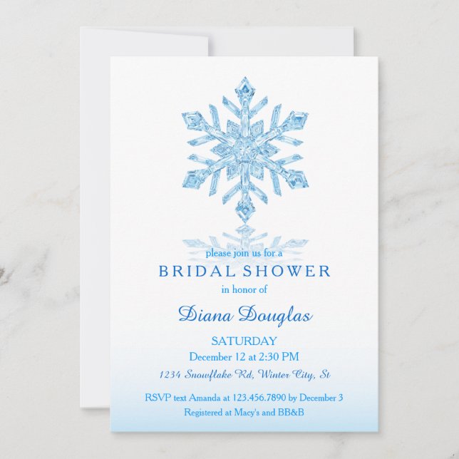 Invitation en verre de Fête de la mariée d'hiver (Devant)