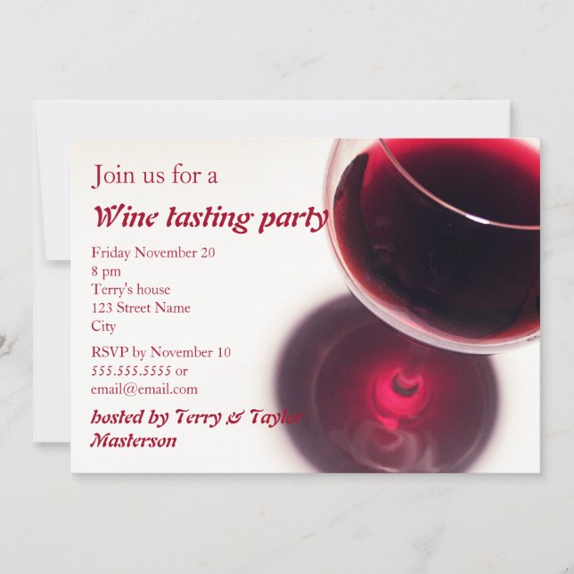 Invitation en verre de partie d'échantillon de vin (Devant)