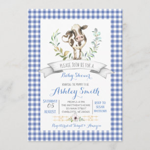 Invitation en vichy baby shower agricole