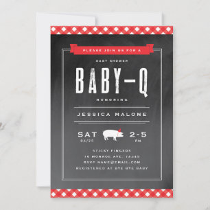 Invitation en vichy Baby shower bébé barbecue