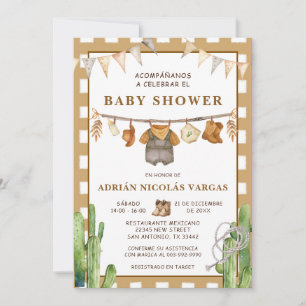 Invitation en vichy Baby shower espagnol