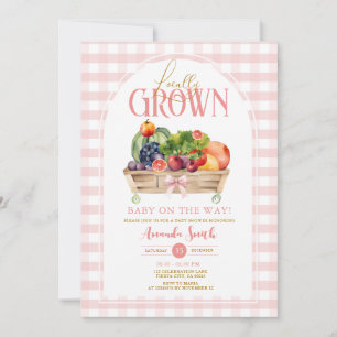 Invitation En vichy Baby shower rose cultivé local