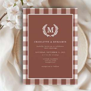 Invitation En vichy Brown Monogramme Crest