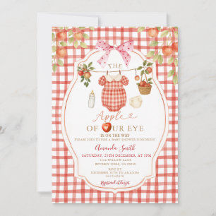 Invitation en vichy Clothesline Apple de notre Baby shower oc