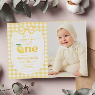 Invitation en vichy Lemon Notre Squeeze Principal 1er Anniver