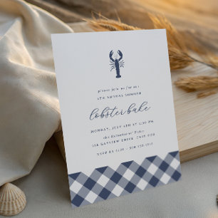 Invitation En vichy marine   Fête de biscuit au homard d'été 