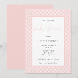Invitation en vichy mignon Pastel Baby shower de fille rose