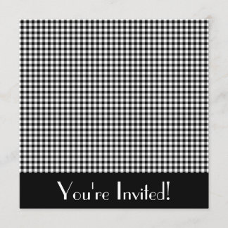 Invitation En vichy noire et blanche
