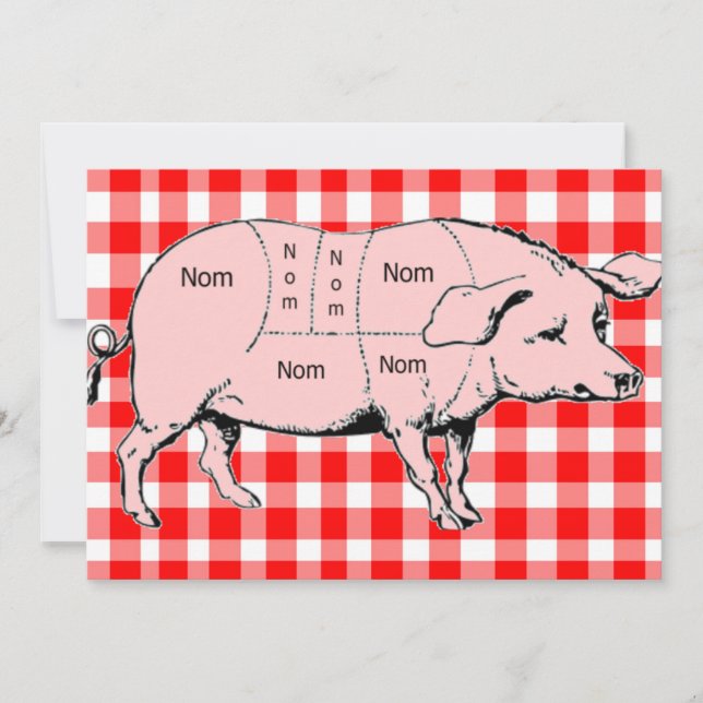 Invitation En vichy Nom Pig BBQ (Devant)