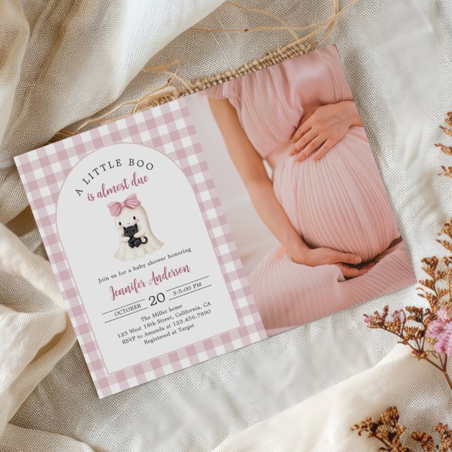 Invitation en vichy photo du Baby shower de la Fille Fantôme  (Créateur téléchargé)