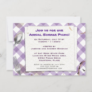 Invitation En vichy Pique-nique BBQ