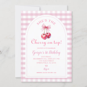 Invitation En vichy rose avec la boue elle's Cherry en haut A