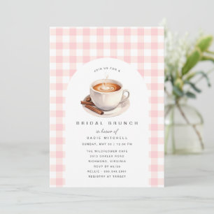 Invitation En vichy rose   Brunch Fête des mariées Café Cute