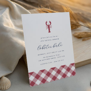 Invitation En vichy rouge Fête de biscuit au homard d'été c