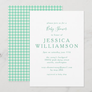 Invitation En vichy vintage Plaid dans le Baby shower vert à 