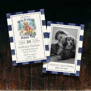 Invitation en vichy Wild One Golden Retriever 1er anniversair