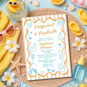Invitation Enceinte & au bord de la piscine Fête au bord de l