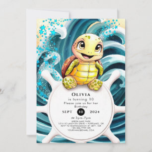 Invitation Enchanté sous la tortue de mer Anniversaire