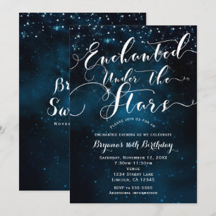 Invitation ENCHANTÉ SOUS LES ÉTOILES Cieux Bleus Étoilés
