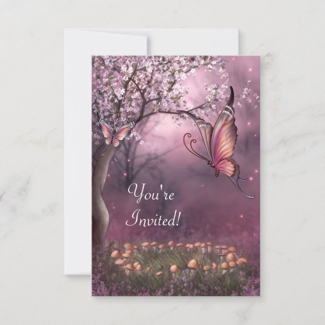 Invitation Enchanted Cherry Blossom Garden Butterfly Event (Devant)